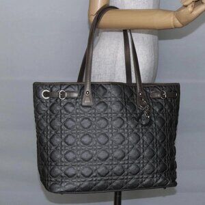 Christian Dior Canage Tote Bag Coated Canvas Gray Auth